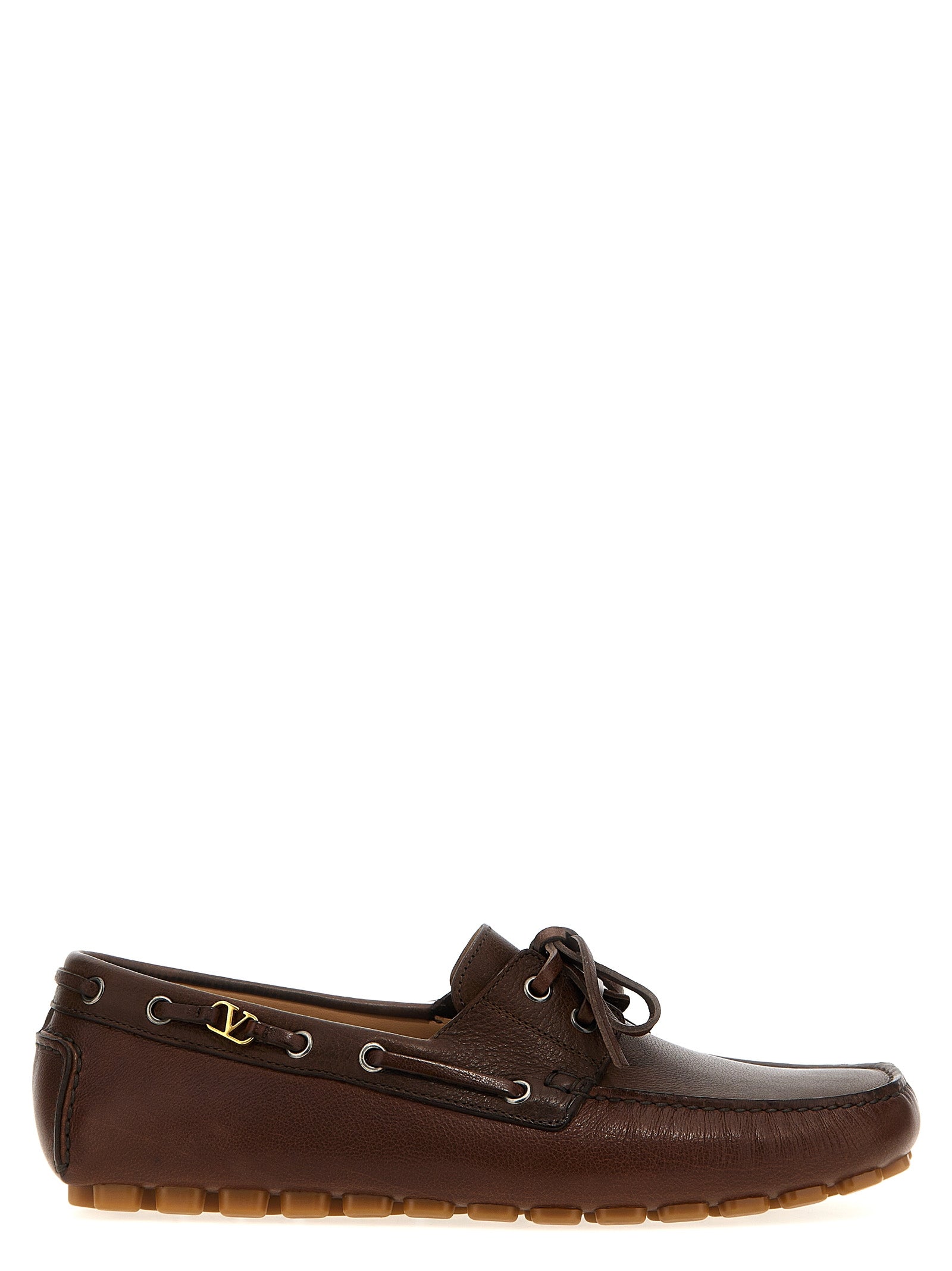 Loafer Slip-On Lace-Up Shoes by Valentino Garavani for men in buffalo leather brown & signature features an dynamic silhouette from the V Logo Men's Buffalo Leather Loafer Slip-On Lace-Up Shoes collection, defined by a dynamic and for a dynamic look.