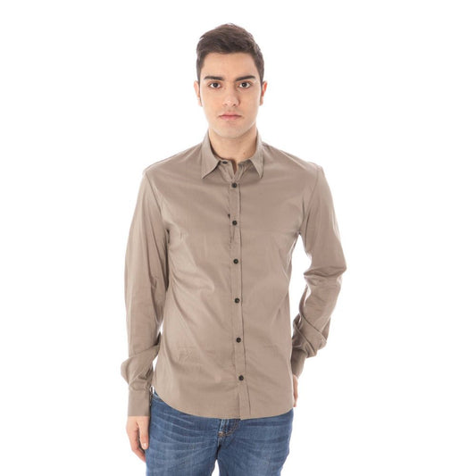 Shirt by Costume National for men in stretch polyamide cotton green presents a discerning silhouette, showcasing a sophisticated and for a truly discerning finish.