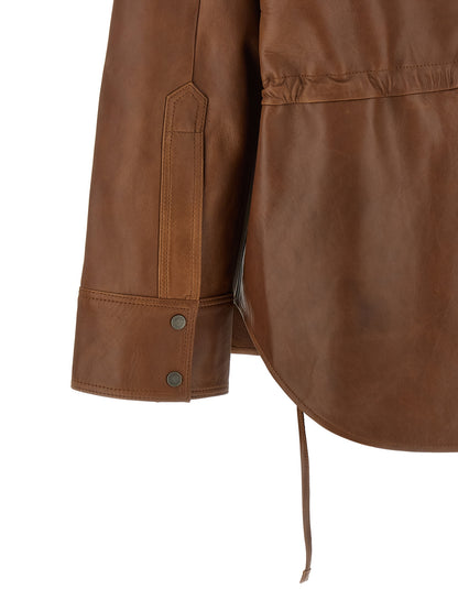 Overshirt by Haikure for women in lambskin leather brown features an polished silhouette, showcasing a sophisticated and detail for a truly polished finish.