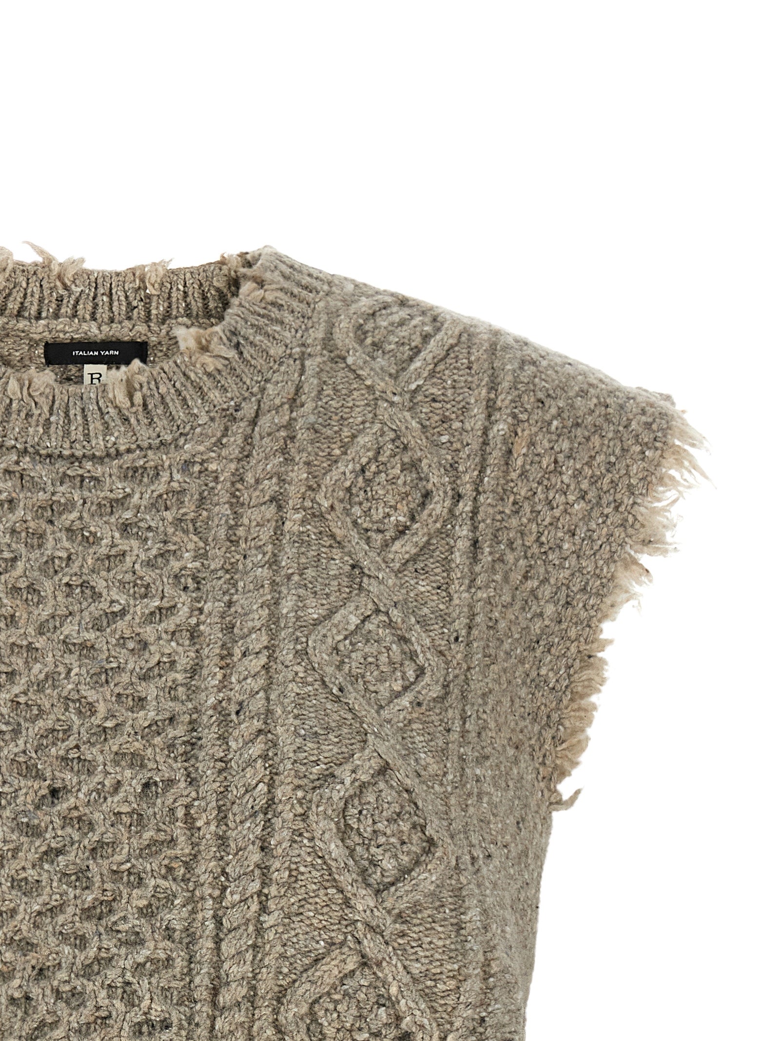 Vest by R13 for women in polyamide viscose wool gray & patterned showcases a dynamic silhouette, perfectly balancing with a dynamic for a sophisticated, high-fashion look.