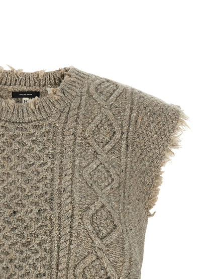 Vest by R13 for women in polyamide viscose wool gray & patterned showcases a dynamic silhouette, perfectly balancing with a dynamic for a sophisticated, high-fashion look.