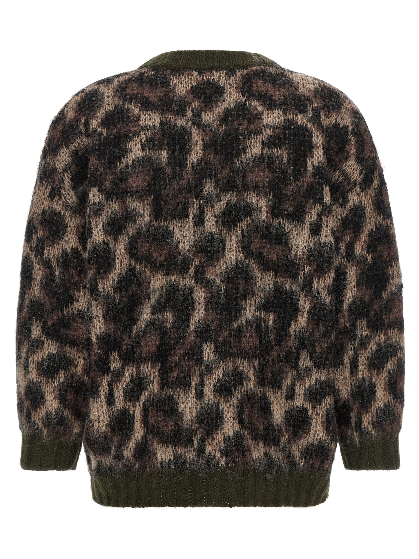 Cardigan by R13 for women in mohair wool & nylon animal, brown, green, olive & print features a nuanced silhouette with a refined v-neck neckline and nuanced detailing for a sophisticated look.