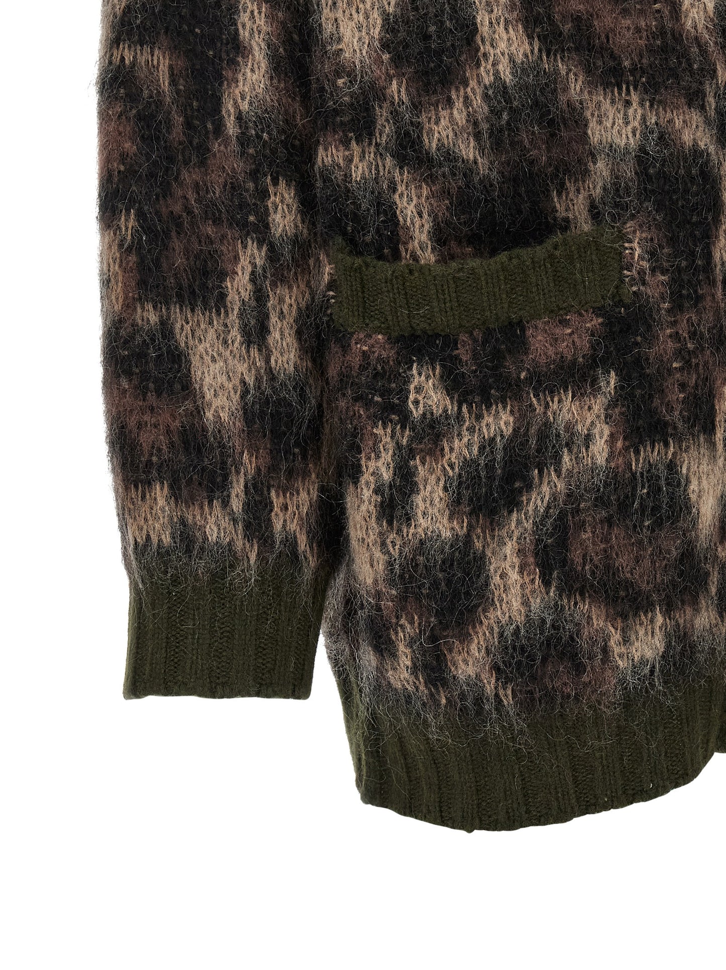 Cardigan by R13 for women in mohair wool & nylon animal, brown, green, olive & print features an impeccable silhouette, showcasing a sophisticated and detail for a truly impeccable finish.