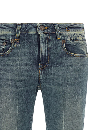 Jeans by R13 for women in stretch denim cotton black & blue features an sophisticated and flared with a precise long, creating a sophisticated and sophisticated silhouette.