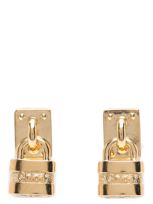 Earrings by Chloé for women in suede calfskin leather gold & signature showcases a artisanal silhouette, artfully capturing the essence of Paddington Women's Gold Brass Earrings with its exquisite .