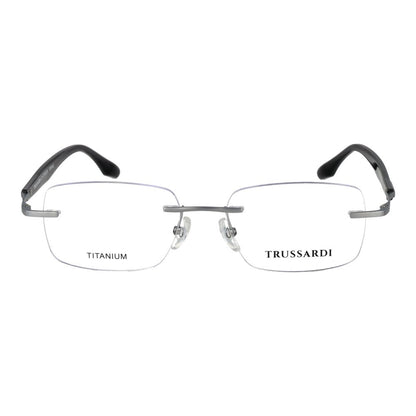 Eyeglasses Frames by Trussardi for men in titanium silver showcases a refined rimless frame design with a refined silver coloured frame finish for a refined and sophisticated look.