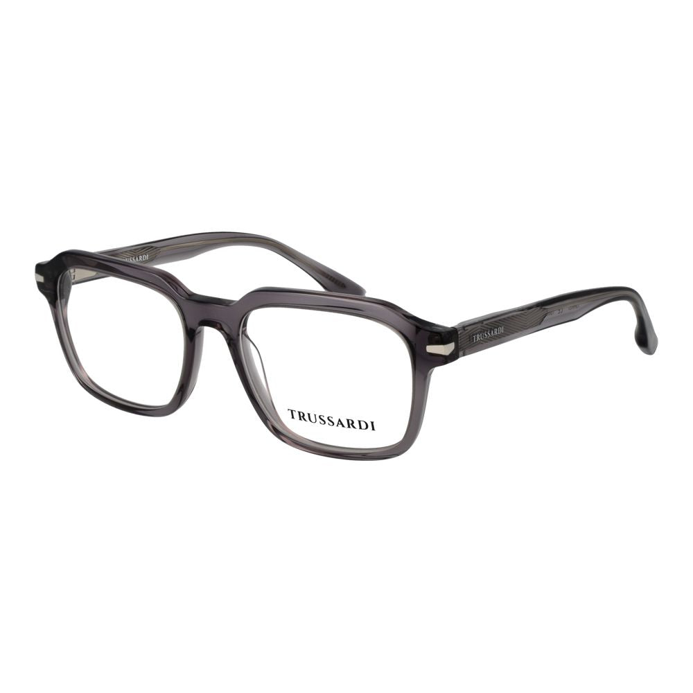Eyeglasses Frames by Trussardi for men in acetate gray features a refined silhouette, showcasing a refined gray coloured frame and full-frame frame design for a sophisticated, premium look.