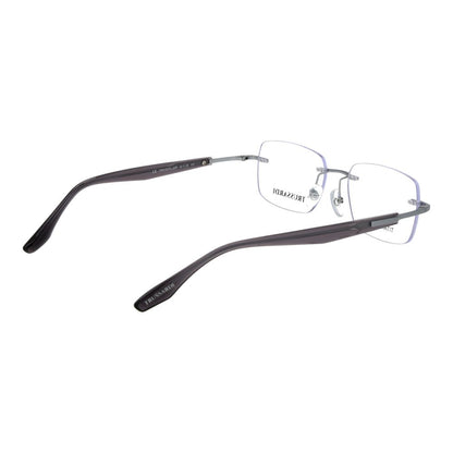 Eyeglasses Frames by Trussardi for men in titanium silver features a refined silhouette, showcasing a refined silver coloured frame and rimless frame design for a sophisticated, premium look.