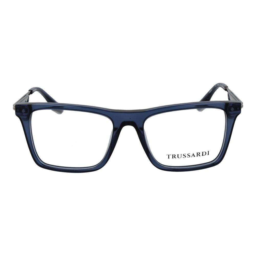 Eyeglasses Frames by Trussardi for men in acetate blue features an refined silhouette, showcasing a sophisticated blue coloured frame and refined full-frame frame design for a refined look.