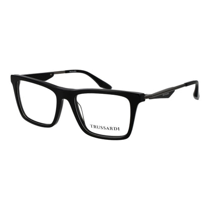 Eyeglasses Frames by Trussardi for men in acetate black features an refined silhouette, showcasing a sophisticated black coloured frame and refined full-frame frame design for a refined look.