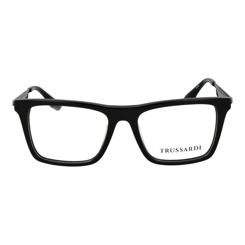 Eyeglasses Frames by Trussardi for men in acetate and black showcases a refined silhouette, detailed with a black coloured frame finish and a sophisticated full-frame frame design.