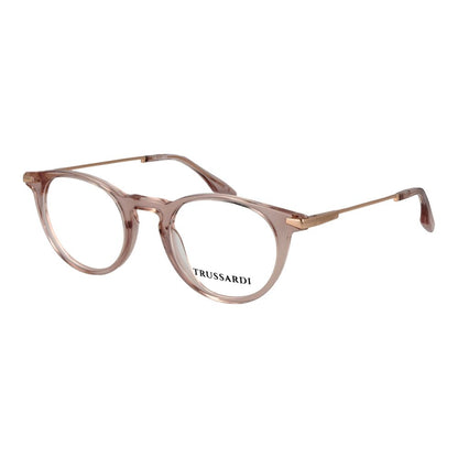 Eyeglasses Frames by Trussardi for unisex in acetate and pink showcases an refined full-frame frame design featuring a sophisticated rose coloured frame for an refined and refined aesthetic.