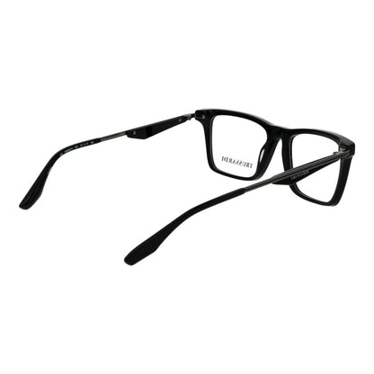 Eyeglasses Frames by Trussardi for men in acetate black showcases a reflective silhouette, artfully incorporating a sophisticated black coloured frame with a distinct full-frame frame design.