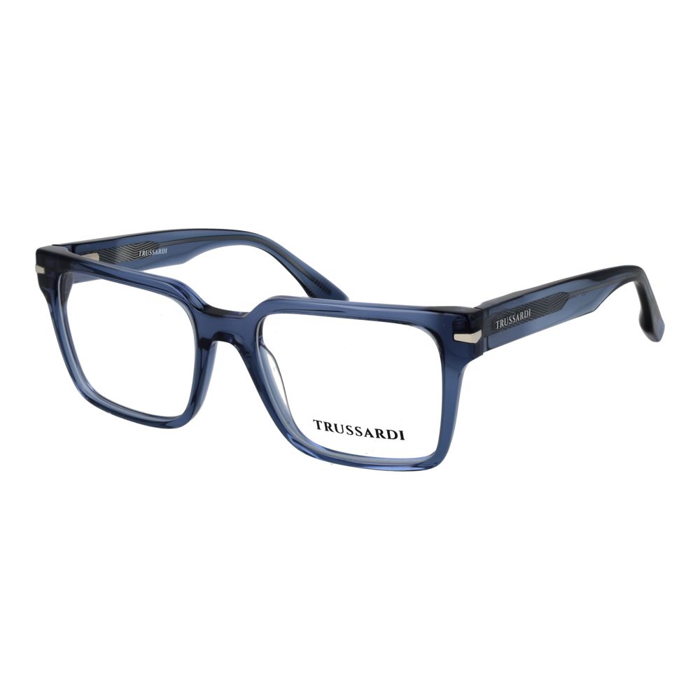 Eyeglasses Frames by Trussardi for men in acetate blue showcases a refined full-frame frame design with a refined blue coloured frame finish for a refined and sophisticated look.