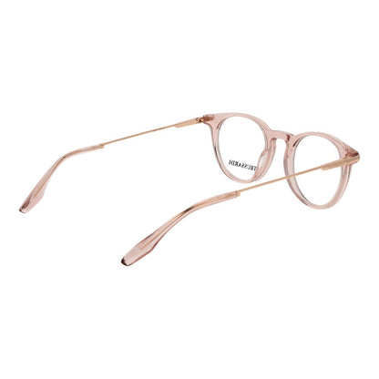 Eyeglasses Frames by Trussardi for unisex in acetate pink features a refined silhouette, showcasing a refined rose coloured frame and full-frame frame design for a sophisticated, premium look.