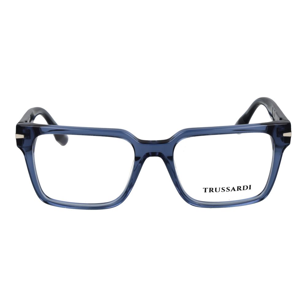 Eyeglasses Frames by Trussardi for men in acetate blue features an refined silhouette, showcasing a sophisticated blue coloured frame and refined full-frame frame design for a refined look.