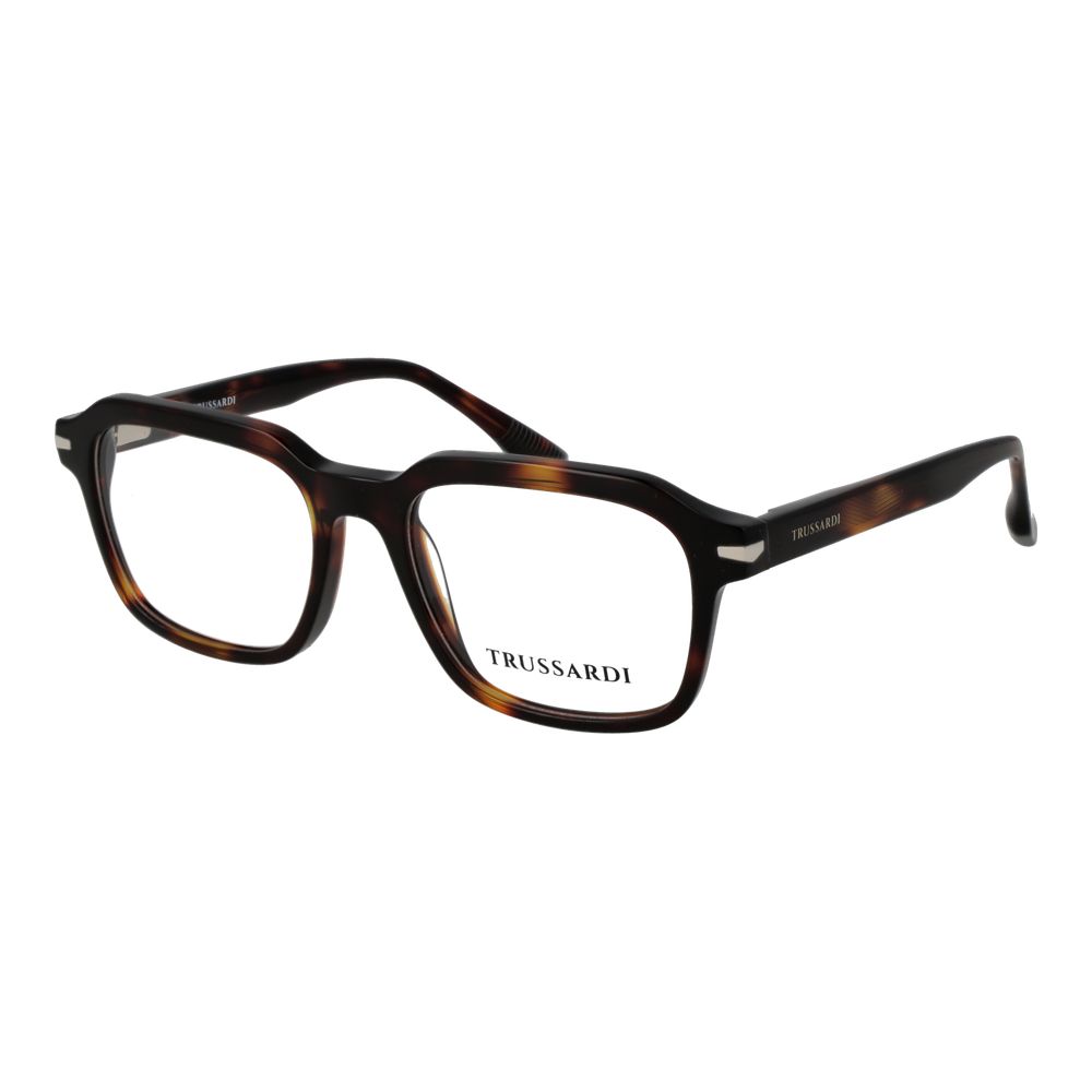 Eyeglasses Frames by Trussardi for men in acetate brown features an refined silhouette, showcasing a sophisticated brown coloured frame and refined full-frame frame design for a refined look.