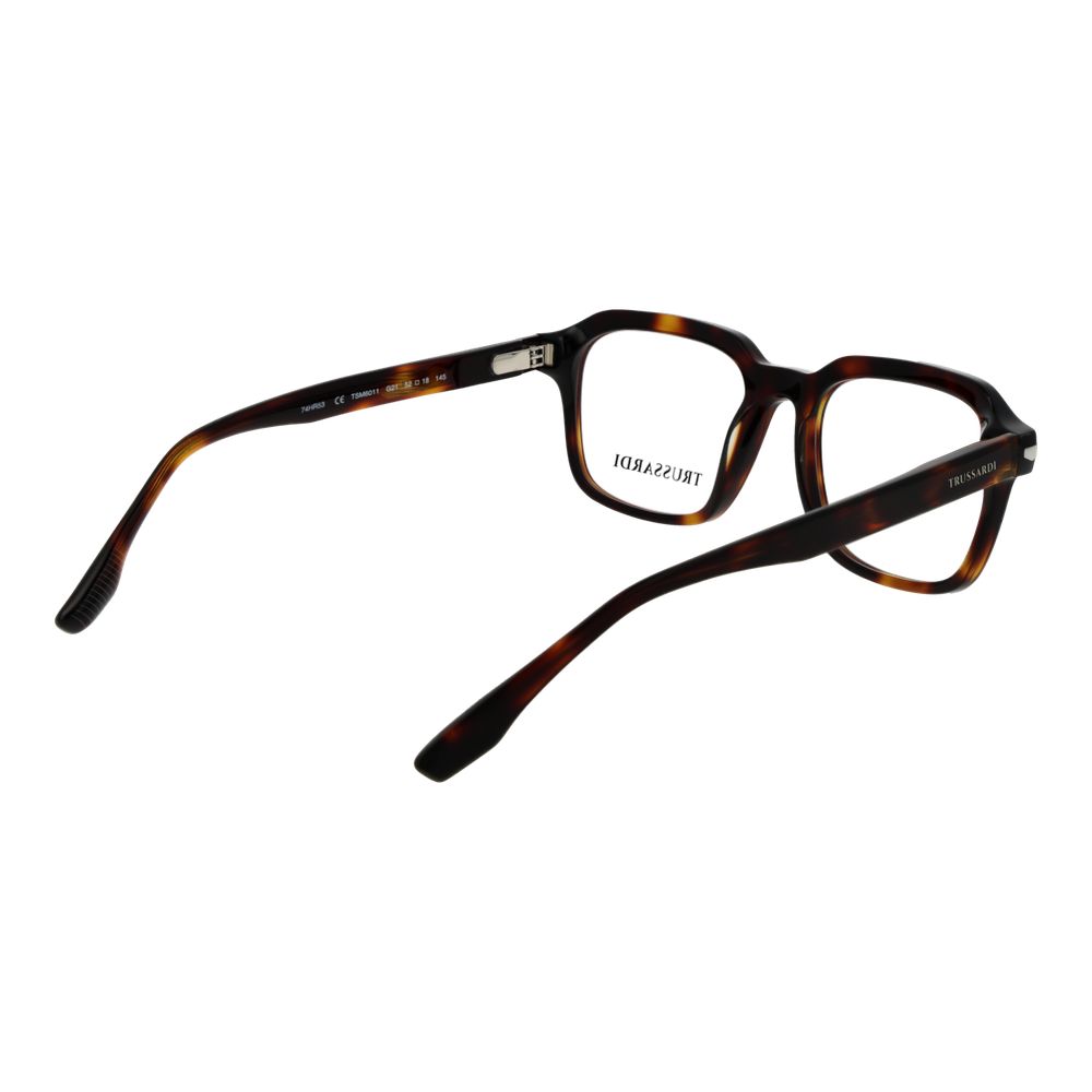 Eyeglasses Frames by Trussardi for men in acetate brown showcases a reflective silhouette, artfully incorporating a sophisticated brown coloured frame with a distinct full-frame frame design.