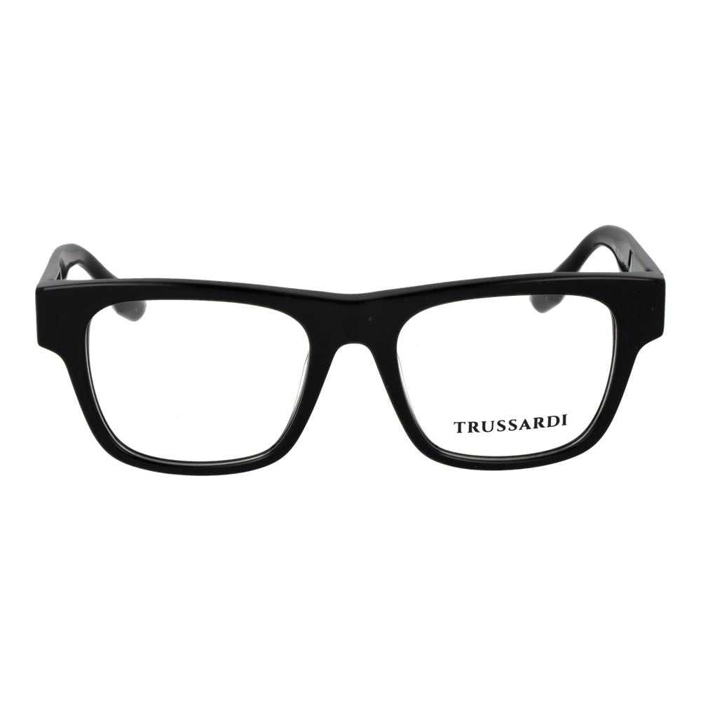 Eyeglasses Frames by Trussardi for men in acetate black features an refined silhouette, showcasing a sophisticated black coloured frame and refined full-frame frame design for a refined look.