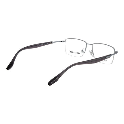 Eyeglasses Frames by Trussardi for men in titanium silver features an refined silhouette, showcasing the refined silver coloured frame and sophisticated half-frame frame design.