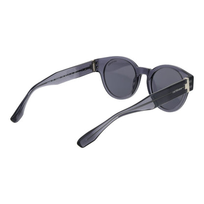 Sunglasses by Trussardi for men in acetate gray features a sumptuous silhouette, showcasing a sumptuous full-rim round frame design in gray coloured frame with high-performance non-polarized category-3-dark-tint lens.