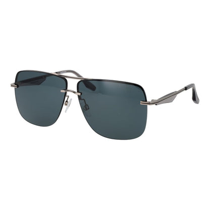 Sunglasses by Trussardi for men in metal and silver featuring an opulent rimless square frame design with a sophisticated silver coloured frame finish and high-performance non-polarized category-3-dark-tint lens.