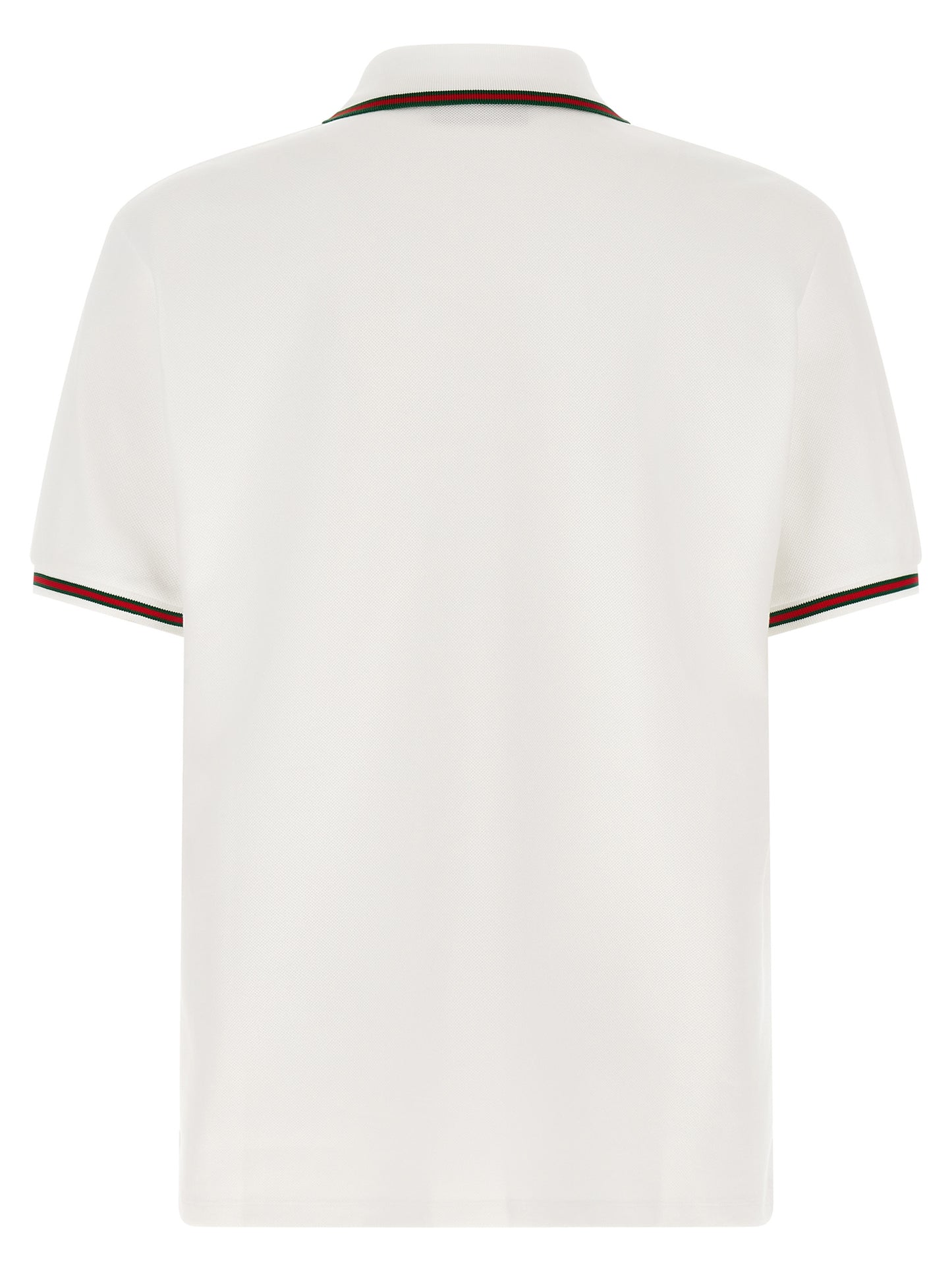 Polo Shirt by Gucci for men in cotton green, pearl, red, white & signature presents a sleek silhouette, featuring a refined and for a sleek finish.