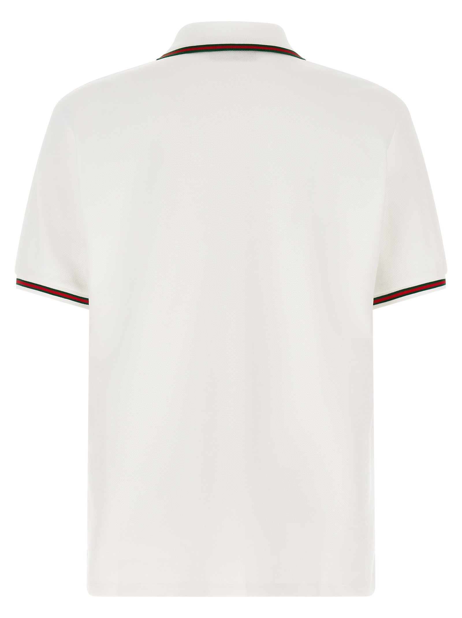 Polo Shirt by Gucci for men in cotton green, pearl, red, white & signature presents a sleek silhouette, featuring a refined and for a sleek finish.