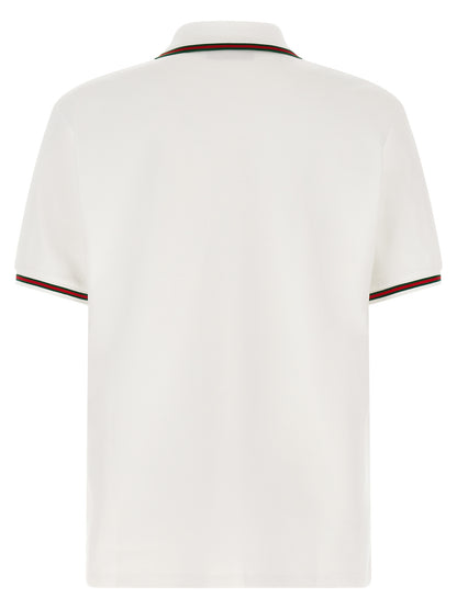 Polo Shirt by Gucci for men in cotton green, pearl, red, white & signature presents a sleek silhouette, featuring a refined and for a sleek finish.