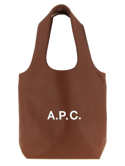 Small Pouch Tote Handbag by A.P.C. for unisex in polyester & polyurethane brown & white features an refined silhouette, showcasing a secure , ample , and versatile handle for a sophisticated refined aesthetic.