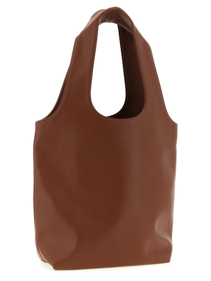 Small Pouch Tote Handbag by A.P.C. for unisex in polyester & polyurethane brown & white features a refined silhouette, showcasing a secure , organized , and versatile handle for a refined finish.