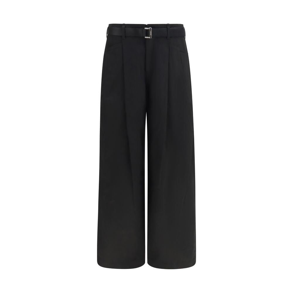 Chinos Pants by Sacai for men in cotton black features an utilitarian-chic silhouette, showcasing a utilitarian-chic wide & oversized with a long cut and for a refined look.