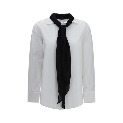 Dress Shirt by Sacai for women in cotton polyester white showcases a sharp silhouette, elegantly detailed with a sharp and sharp long-sleeve.