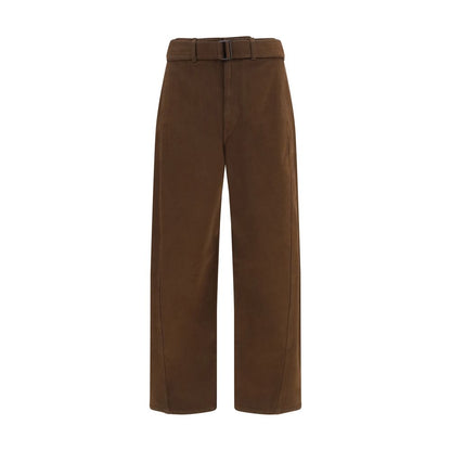 Casual Pants by Lemaire for men in cotton twill & embossed leather brown features a refined silhouette with a refined straight & oversized, defined by a and a refined long for a refined finish.