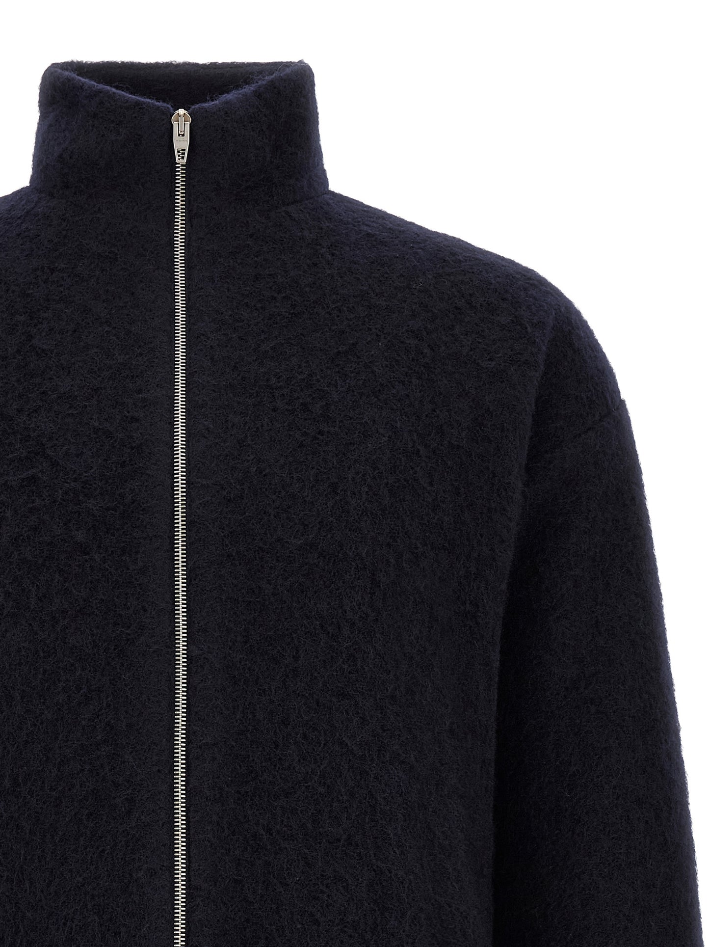 Sweatshirt by Jil Sander for men in wool & polyester navy, silver & monogram features an magnificent silhouette, showcasing a sophisticated and detail for a truly magnificent finish.