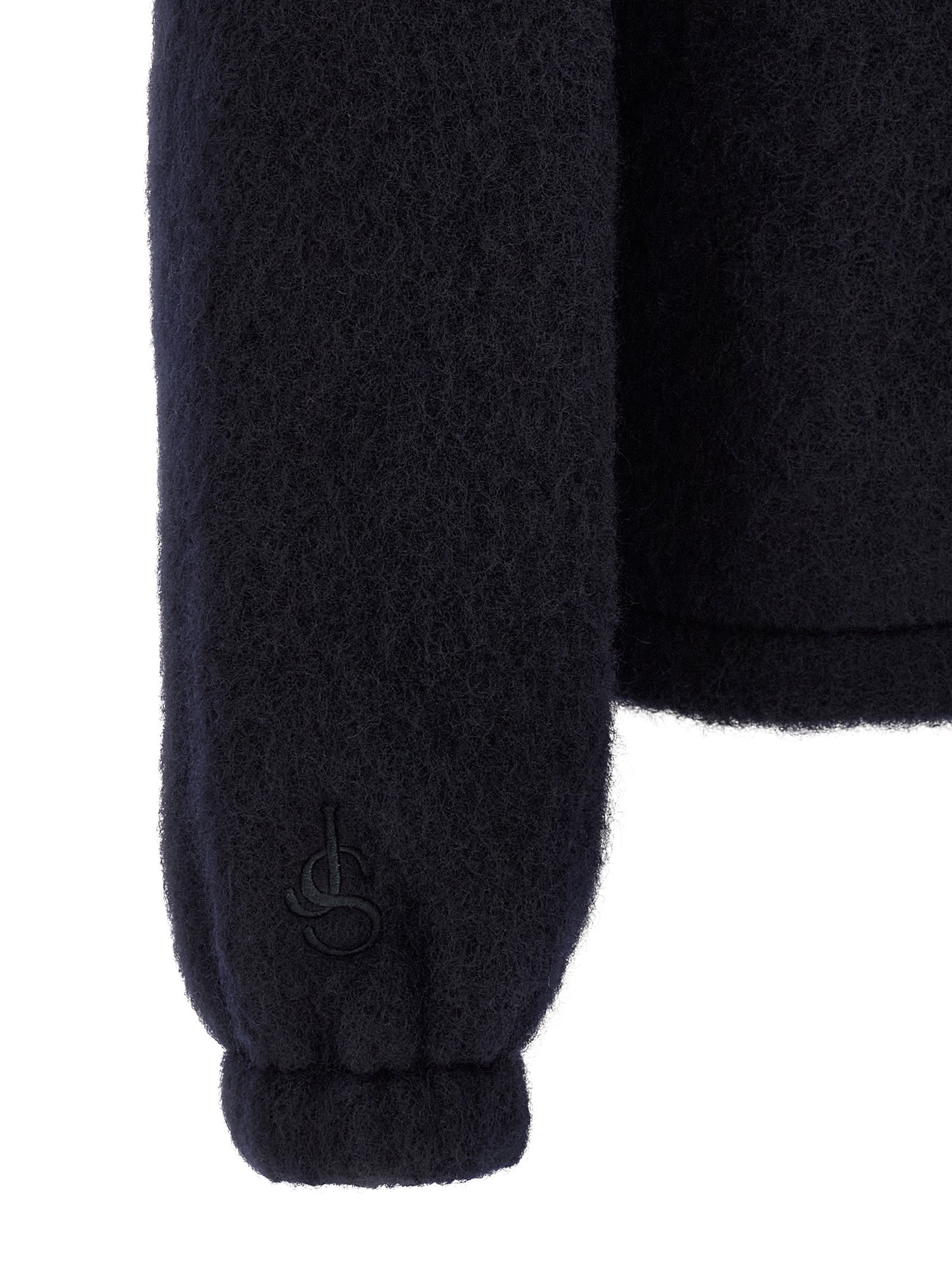Sweatshirt by Jil Sander for men in wool & polyester navy, silver & monogram features an enviable silhouette, showcasing a premium and refined for a truly enviable finish.