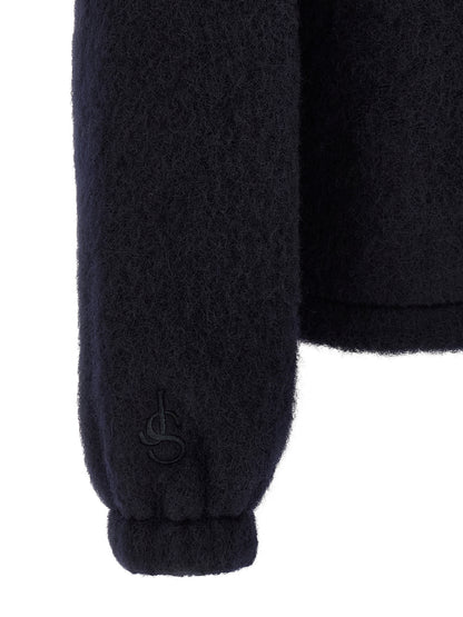 Sweatshirt by Jil Sander for men in wool & polyester navy, silver & monogram features an enviable silhouette, showcasing a premium and refined for a truly enviable finish.
