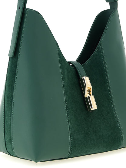 Shoulder Bag by Furla for women in calfskin leather bicolour, gold & green features a effortless chic silhouette with a secure zipper, ample , and versatile shoulder-strap, adjustable-strap & handle for a effortless chic finish.