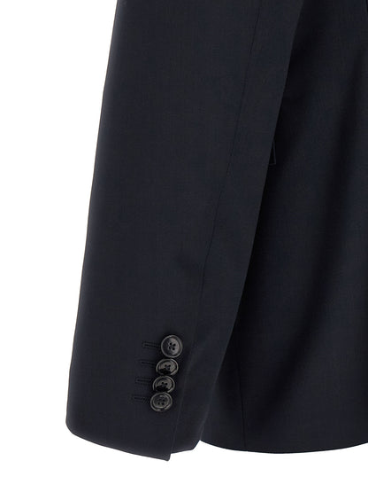 Pant Suit by Hugo Boss for men in virgin wool blue showcases an bespeak silhouette, artfully detailed with a sophisticated and an bespeak slim for a refined finish.