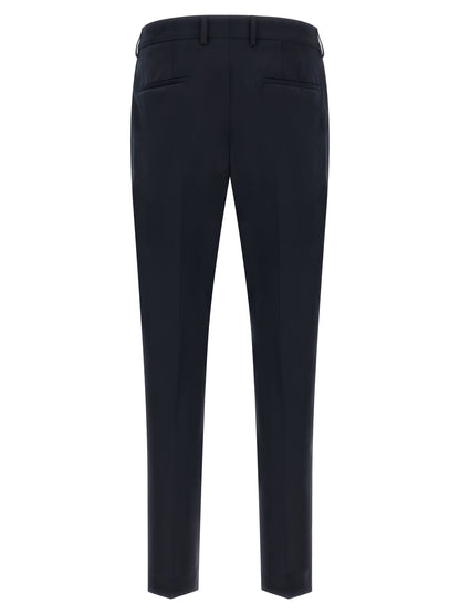 Pant Suit by Hugo Boss for men in virgin wool blue features a tailored silhouette, showcasing a sophisticated and tailored slim for a refined, professional look.