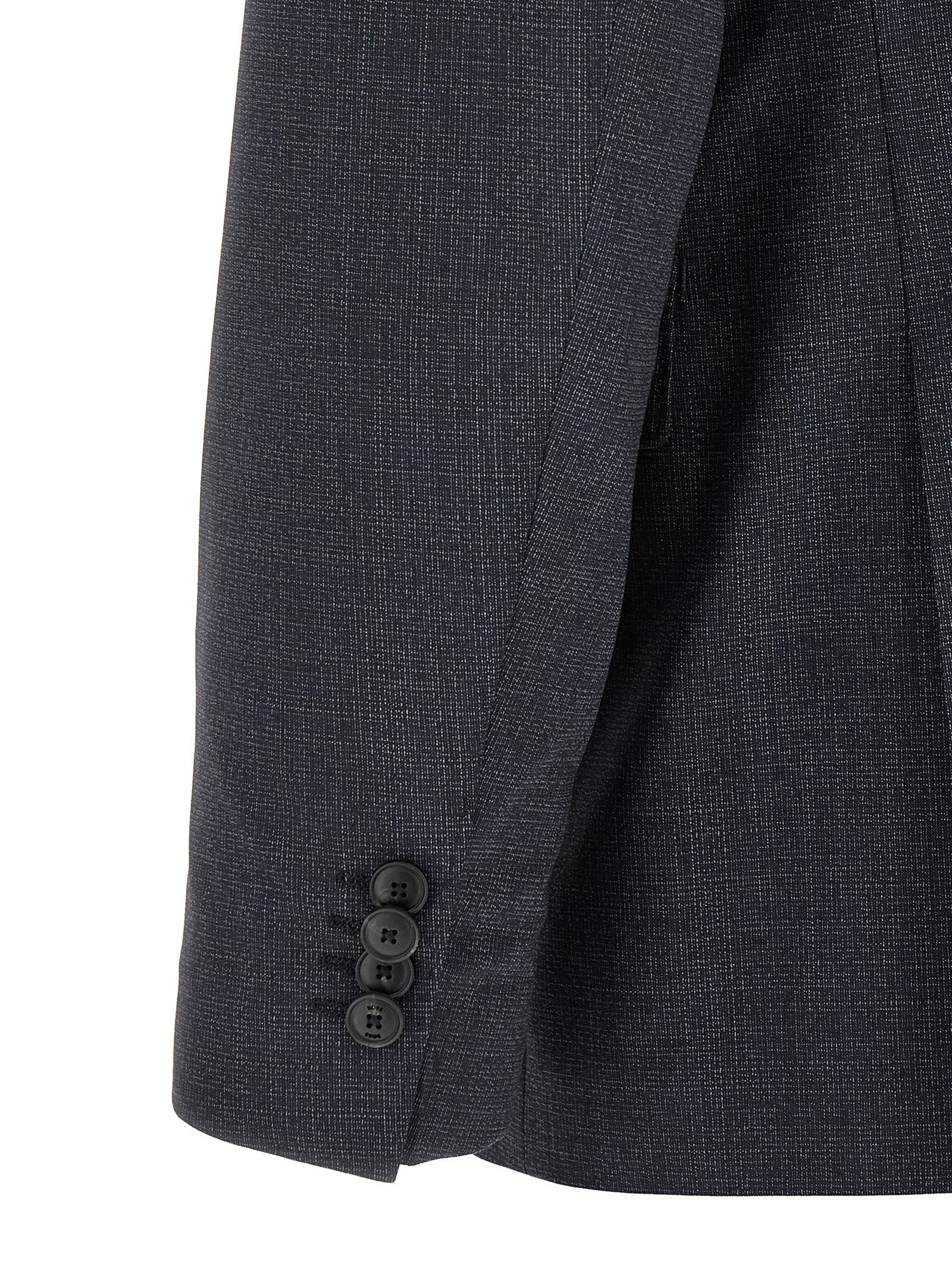 Pant Suit by Hugo Boss for men in polyester & virgin wool blue & gray presents a sublime silhouette, showcasing a sophisticated and a sublime that exemplifies modern elegance.