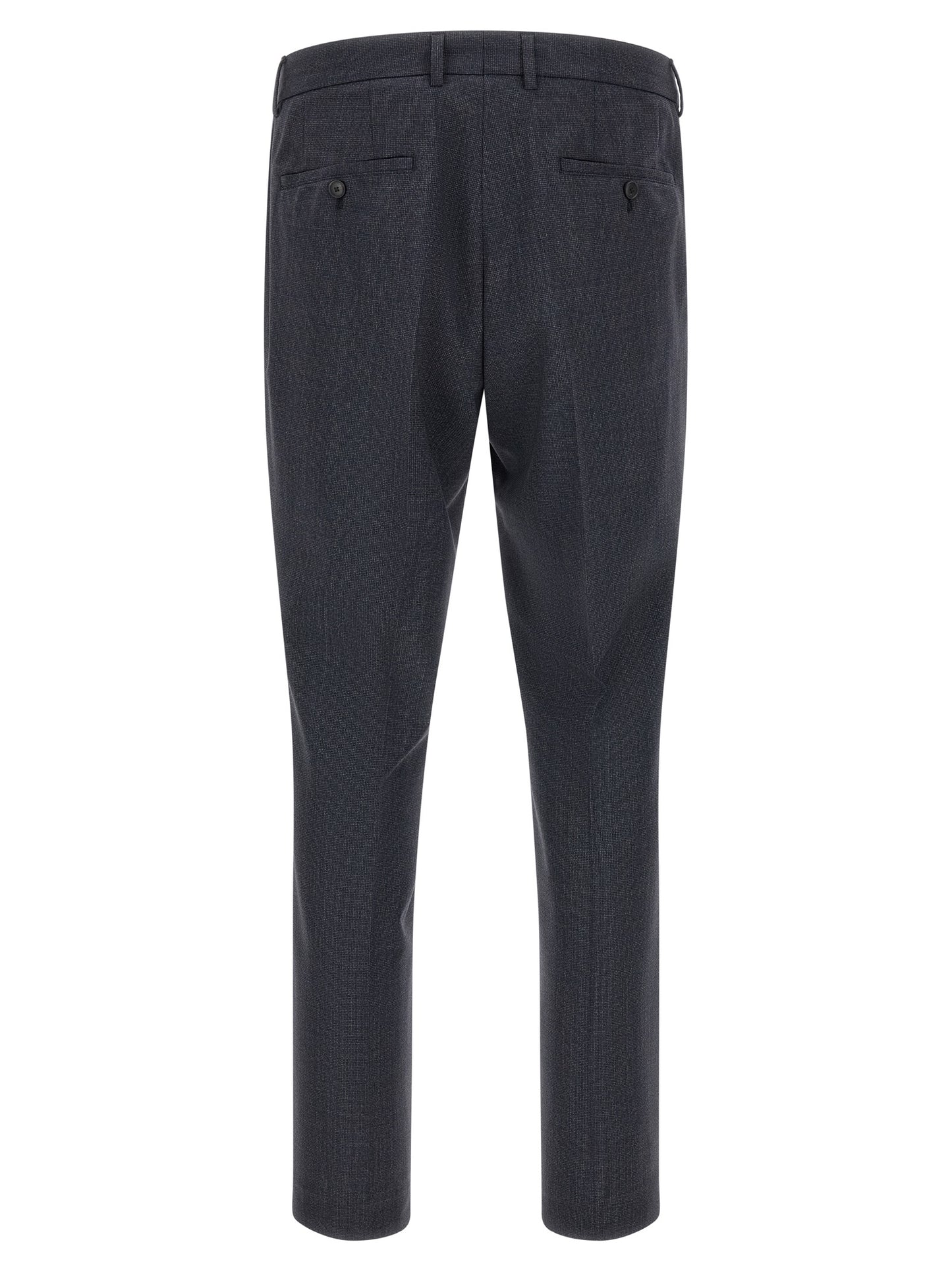 Pant Suit by Hugo Boss for men in polyester & virgin wool blue & gray presents a sharp silhouette, artfully finished with a sharp and a sophisticated for a truly sharp look.