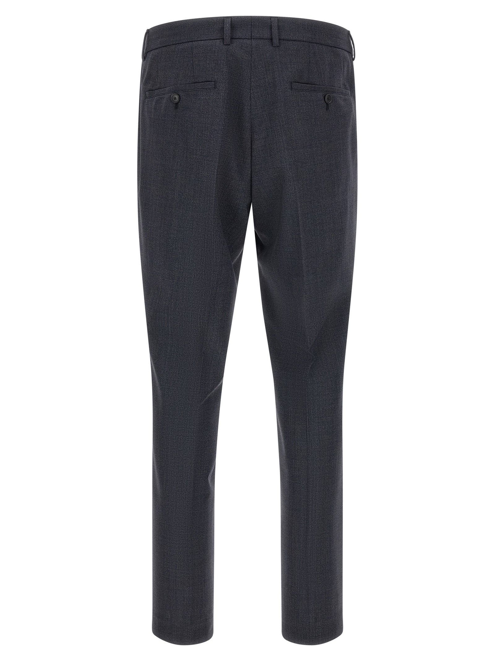 Pant Suit by Hugo Boss for men in polyester & virgin wool blue & gray presents a sharp silhouette, artfully finished with a sharp and a sophisticated for a truly sharp look.