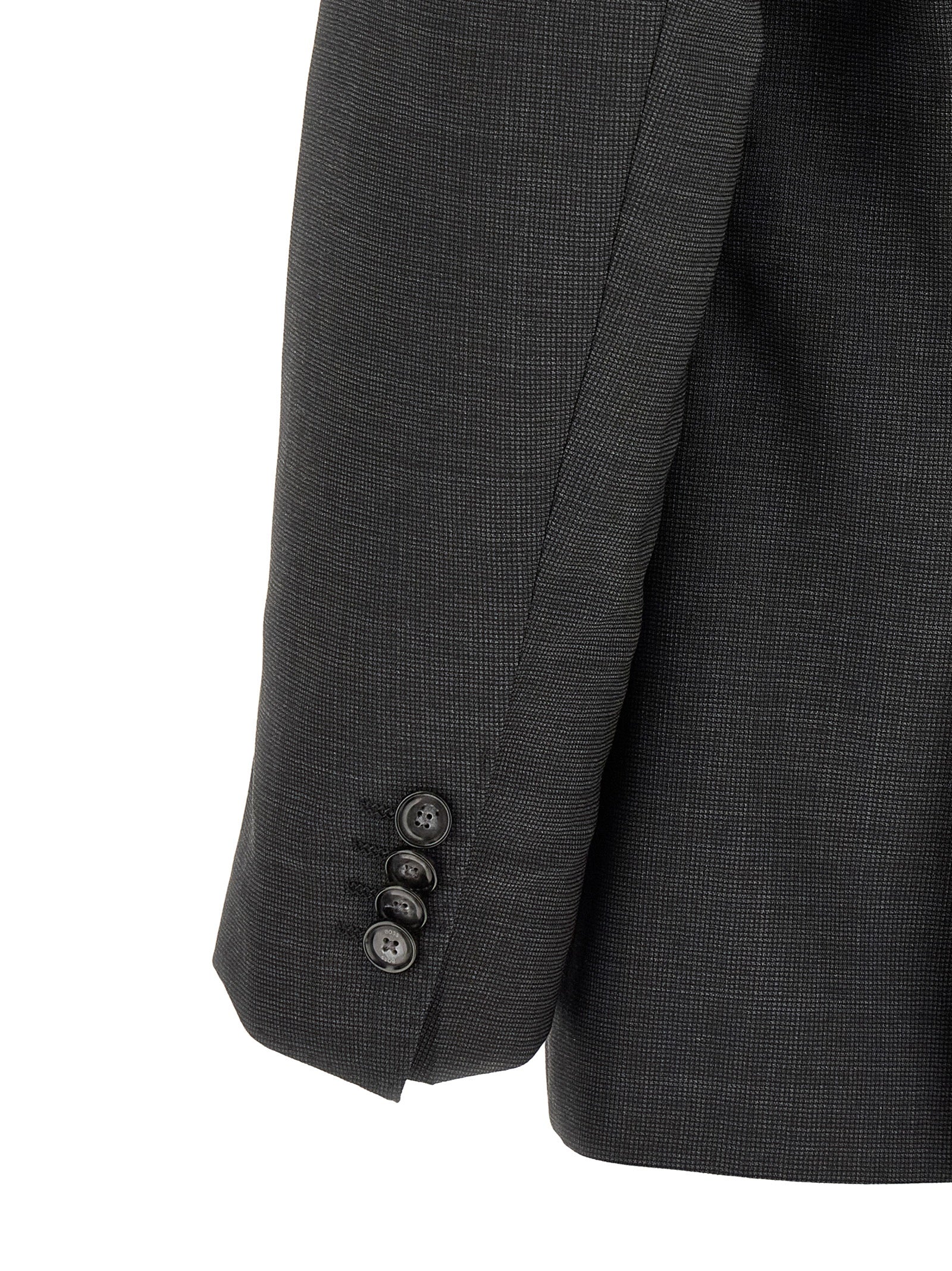 Pant Suit by Hugo Boss for men in virgin wool gray presents a nuanced silhouette, showcasing a nuanced and nuanced straight & slim for an elevated aesthetic.