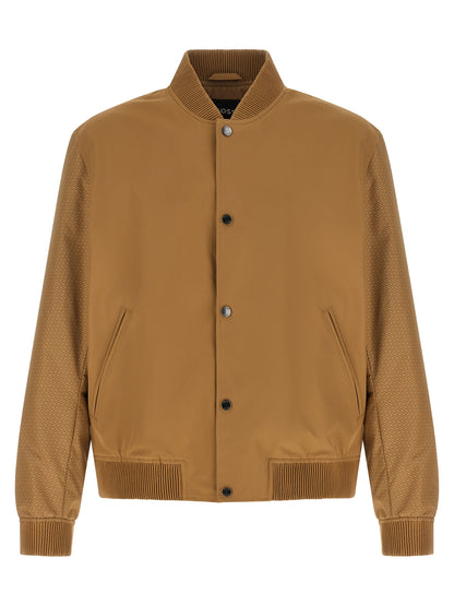 Bomber Jacket by Hugo Boss for men in polyester beige features an on trend silhouette, showcasing refined pockets and a sophisticated for a truly on trend finish.