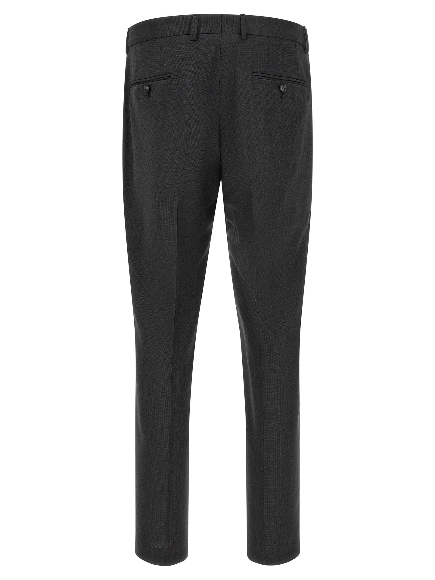 Pant Suit by Hugo Boss for men in virgin wool gray presents a nuanced silhouette, showcasing a nuanced and nuanced straight & slim for an elevated aesthetic.