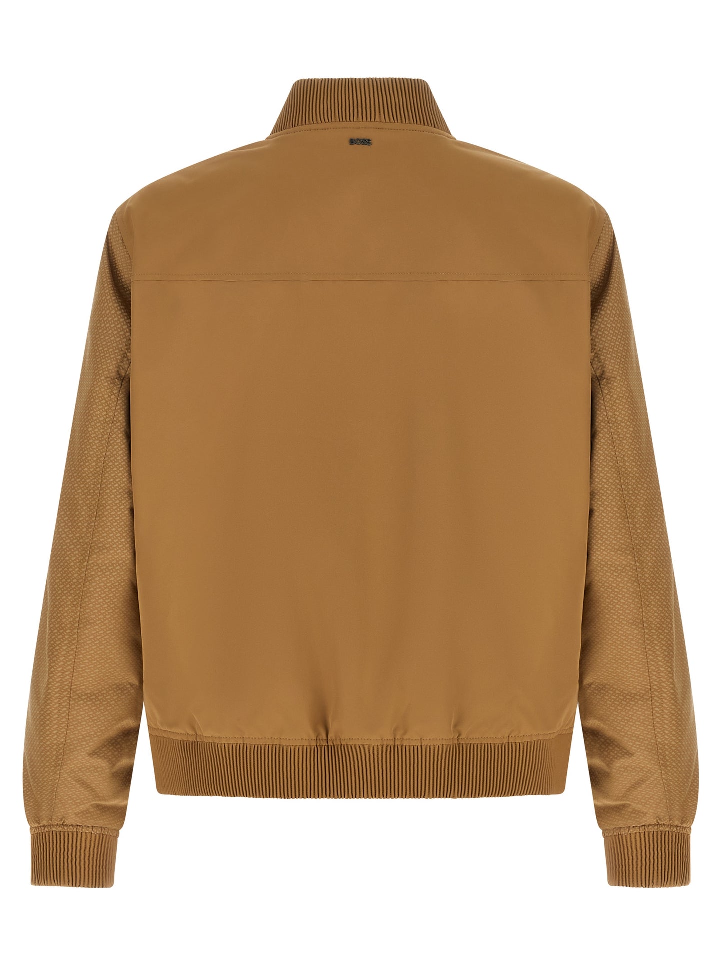 Bomber Jacket by Hugo Boss for men in polyester beige features a dramatic silhouette, showcasing a sophisticated and distinctive pockets for a dramatic aesthetic.