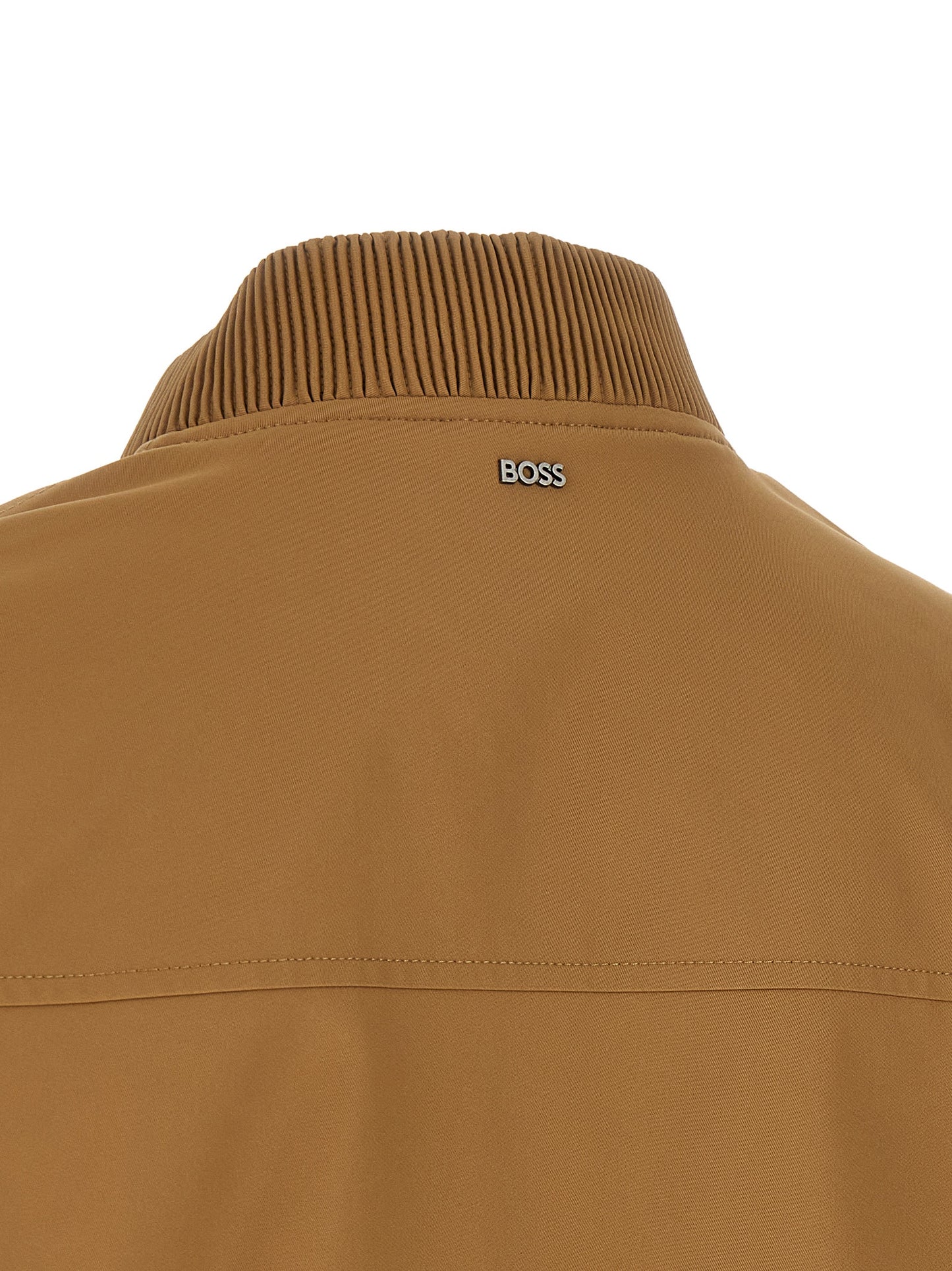 Bomber Jacket by Hugo Boss for men in polyester beige features an contemporary silhouette, showcasing a sophisticated and contemporary pockets for a truly refined look.