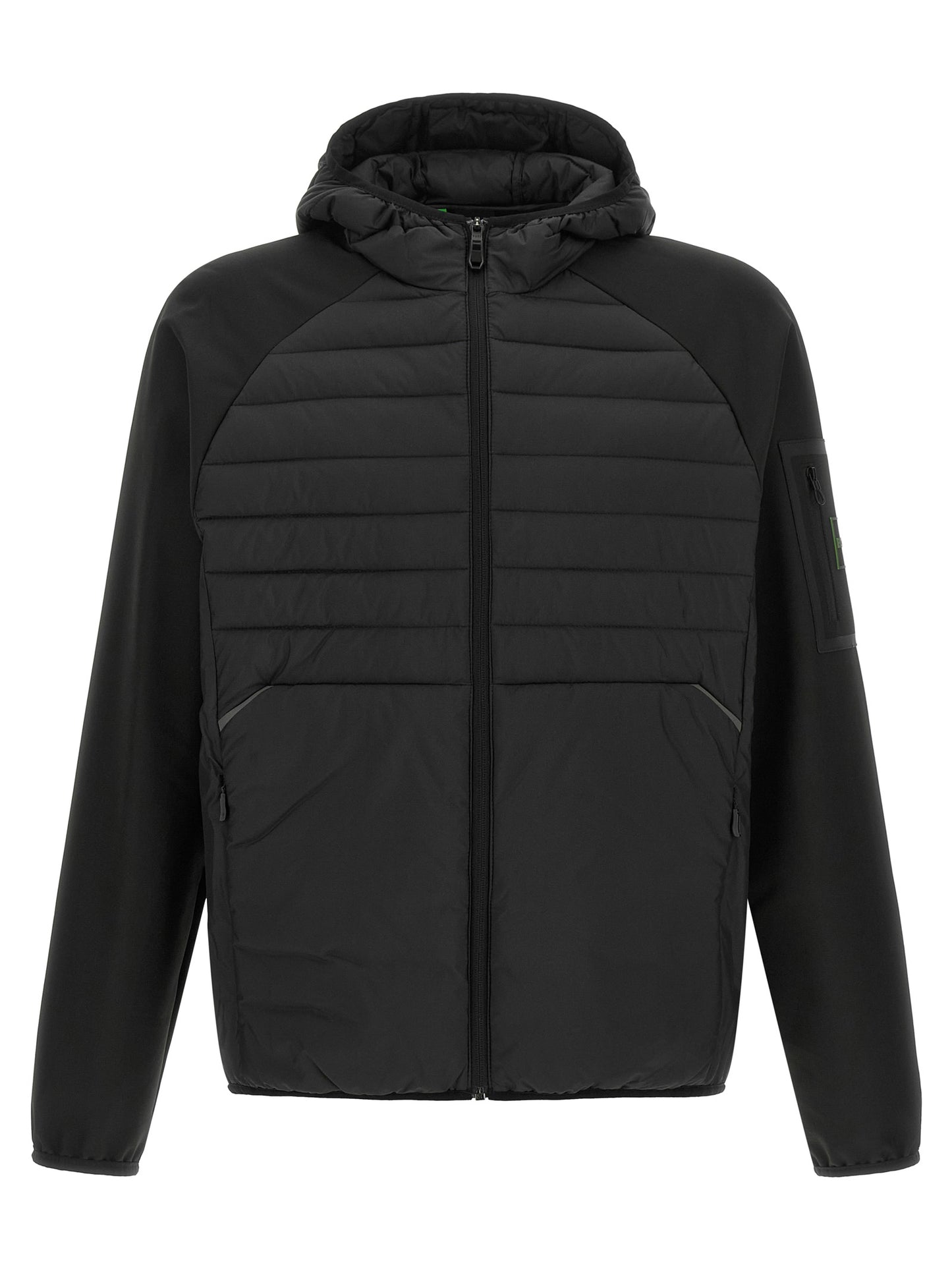 Sweatshirt Hoodie by Hugo Boss for men in elastane black showcases a city-ready silhouette, artfully detailed with a signature hooded neckline and for a city-ready finish.