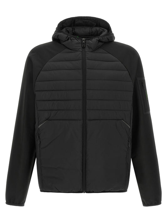 Sweatshirt Hoodie by Hugo Boss for men in elastane black showcases a city-ready silhouette, artfully detailed with a signature hooded neckline and for a city-ready finish.